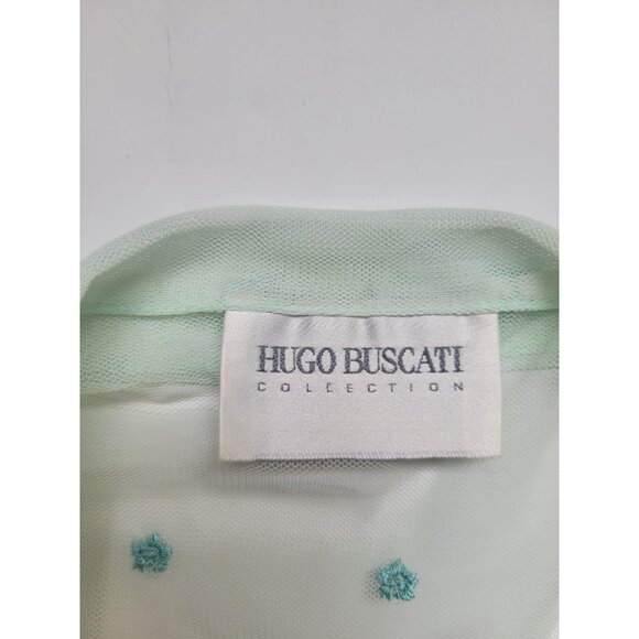 Hugo Buscati Sheer Long Sleeve Collared Long Sleeve Button Down Blouse Size S - Picture 8 of 10